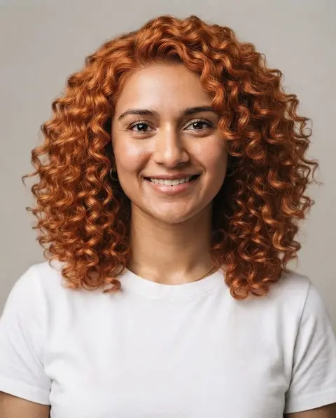 The same photo after the change: Curly, Copper